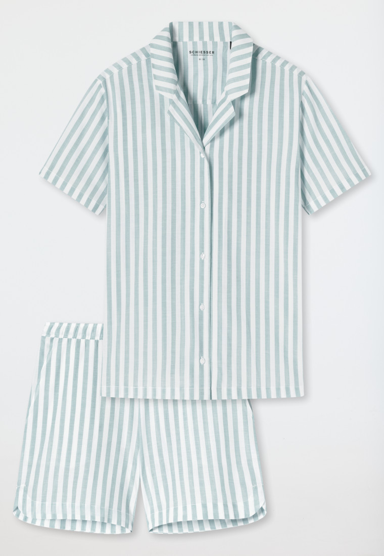 Pyjama court tissé rayures bleu clair - Pyjama Story