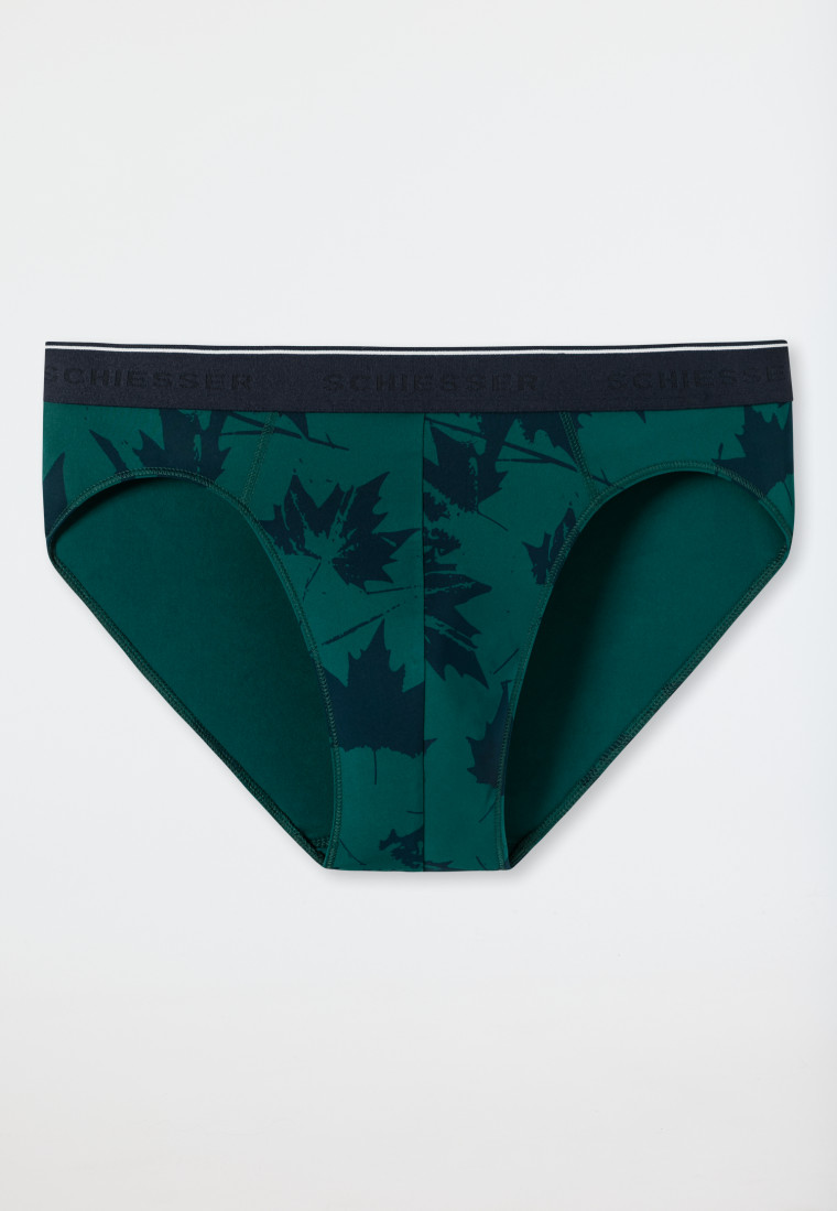 Slip Rio in microfibra con stampa foglie in tonalità verde scuro/blu scuro - Fashion Daywear