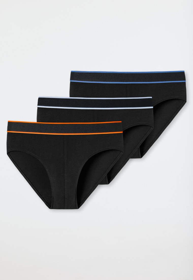Rio briefs 3-pack organic cotton woven elastic waistband black - 95/5
