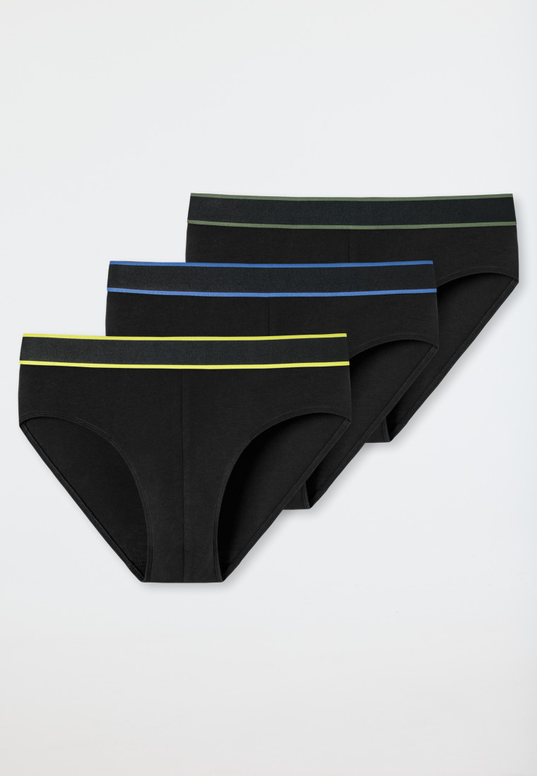 Rio briefs 3-pack organic cotton woven elastic waistband black - 95/5