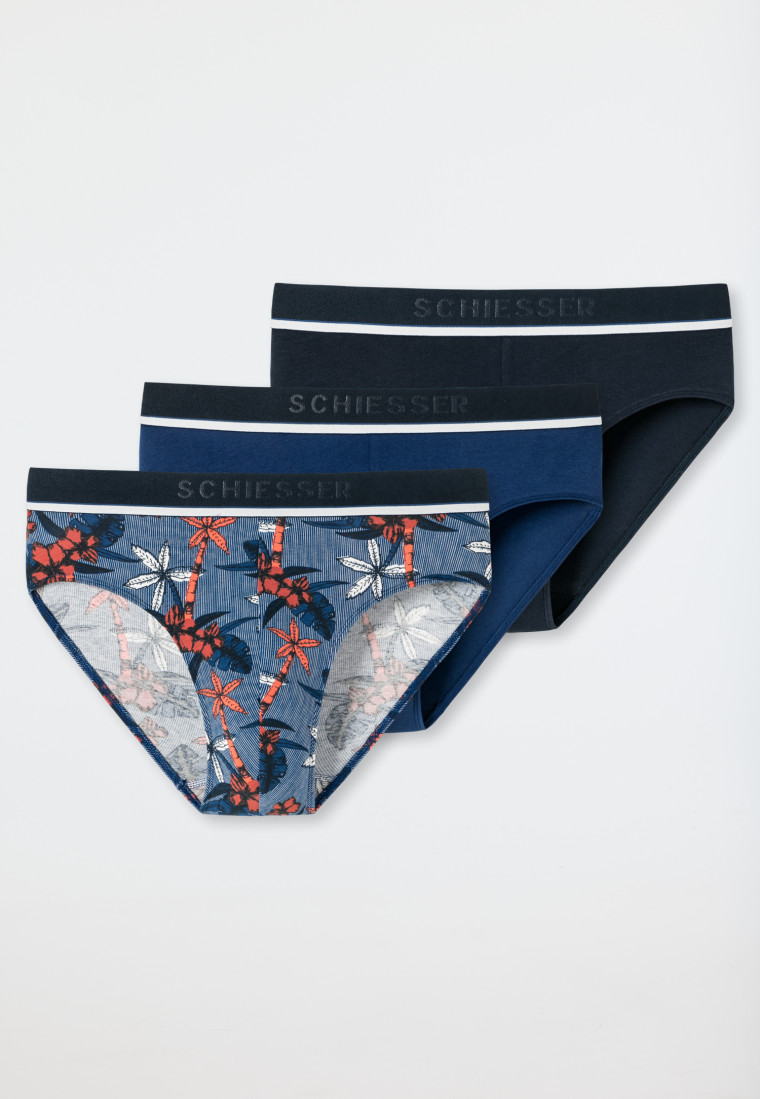 Rio bikini briefs 3-pack organic cotton woven elastic waistband solid floral pattern multicolored - 95/5