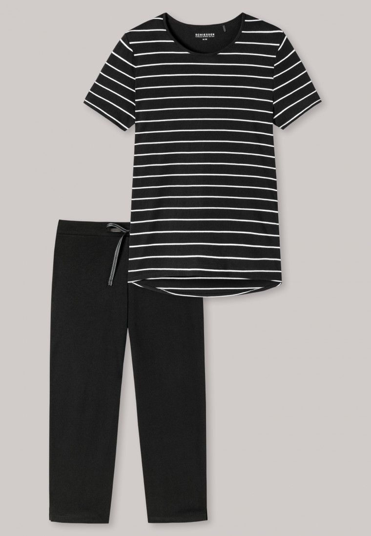 Pyjama 3/4 rayures noir - selected! premium