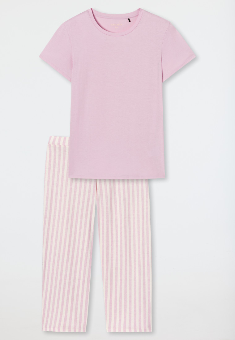 Schlafanzug 3/4-lang Tencel flieder - Pure Stripes