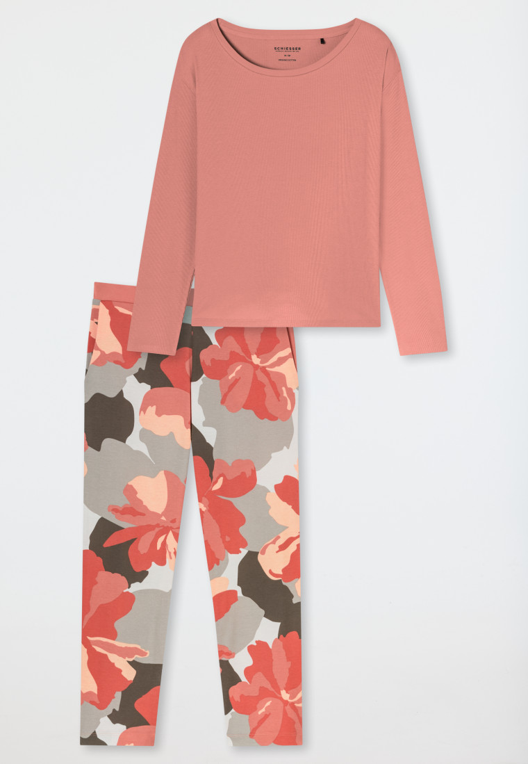 Pigiama 7/8 a coste doppie papaia - Modern Nightwear