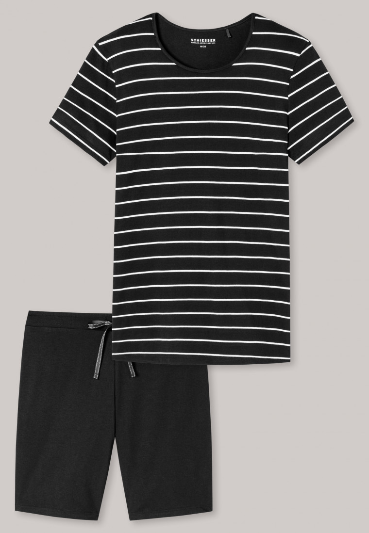 Pyjama kort bermuda streepjes zwart - selected! premium
