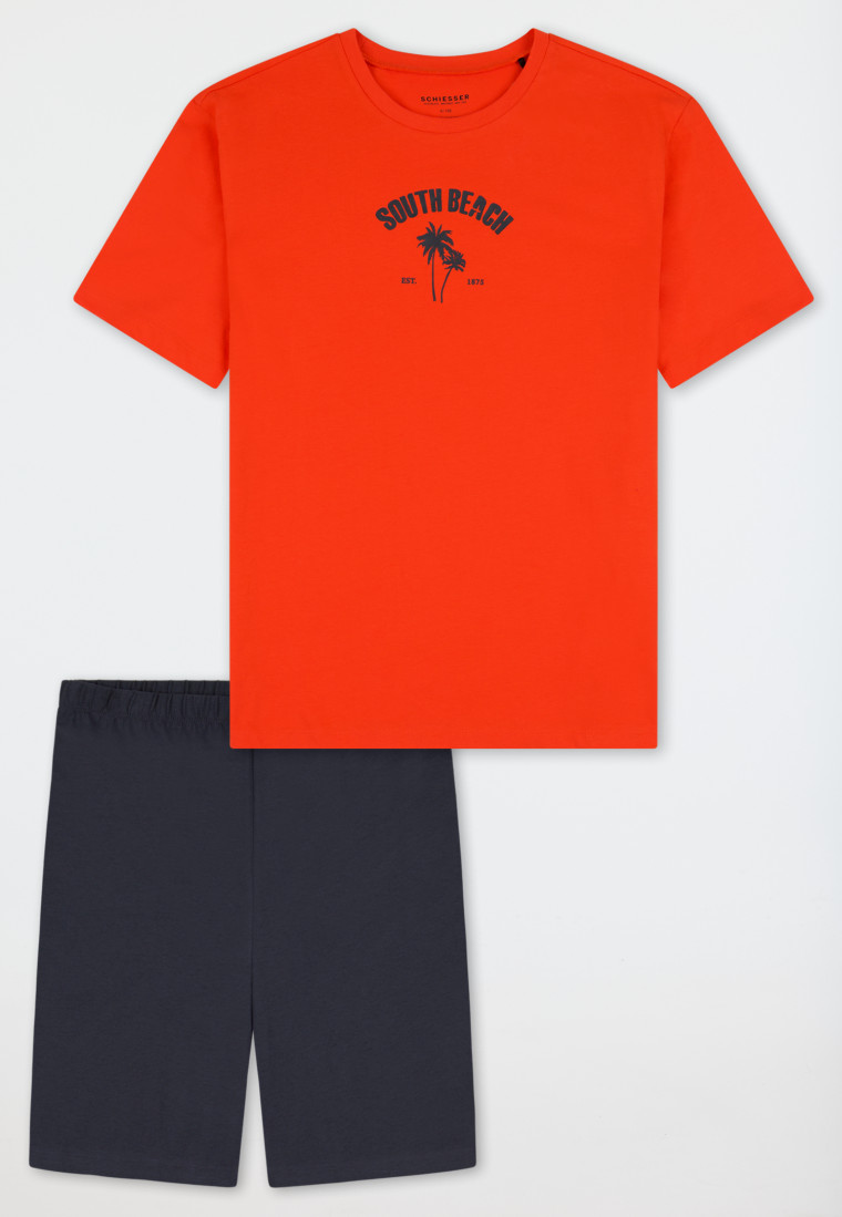 Schlafanzug kurz Organic Cotton hellrot - Nightwear