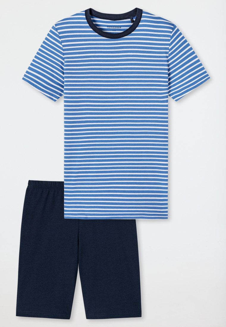 Short pajamas organic cotton stripes indigo - Summer Camp