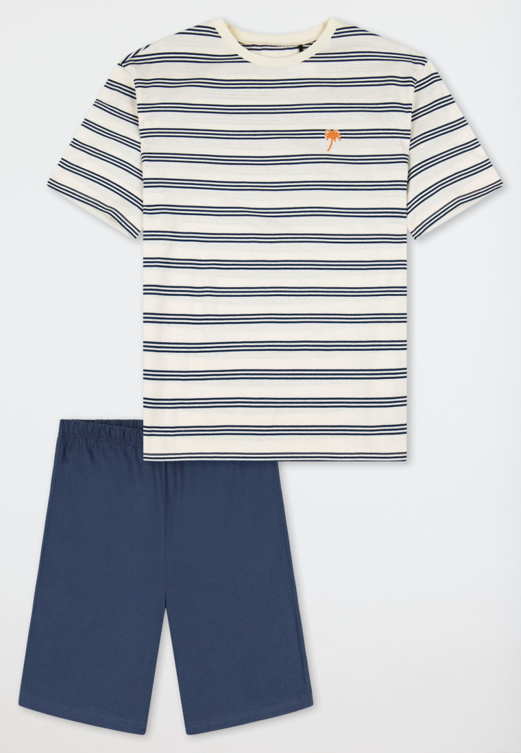 Short pyjamas Organic Cotton stripes cream - Nightwear