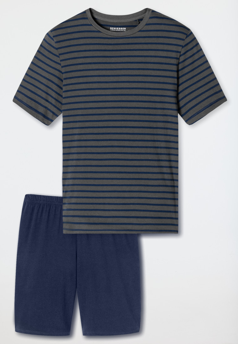 Pyjama korte strepen antraciet - Casual Essentials