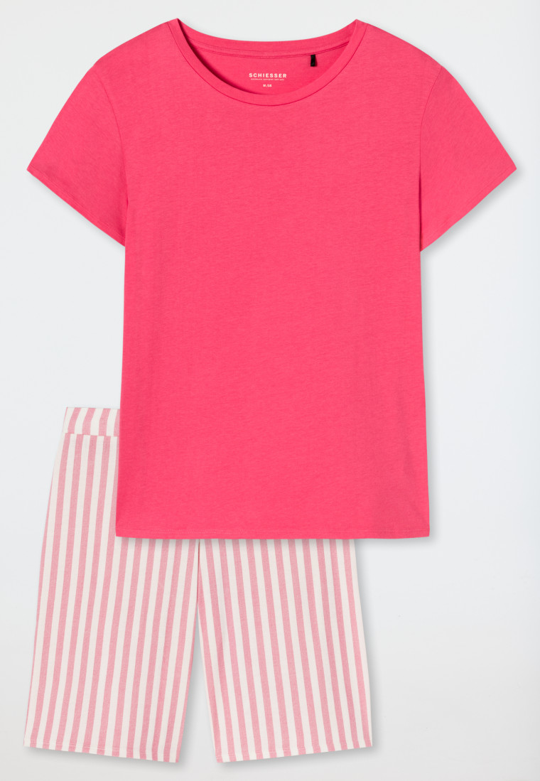 Pyjama kort Tencel roze  Pure Stripes