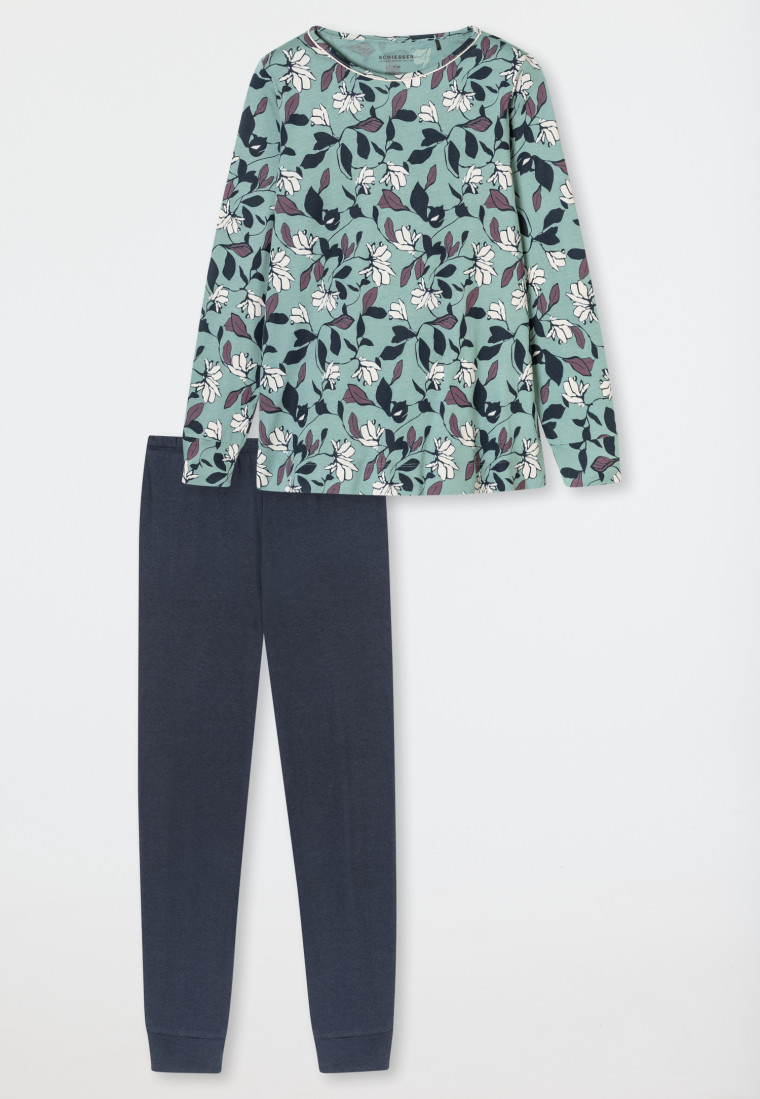 Schlafanzug lang Bündchen Blumen multicolor - Comfort Nightwear