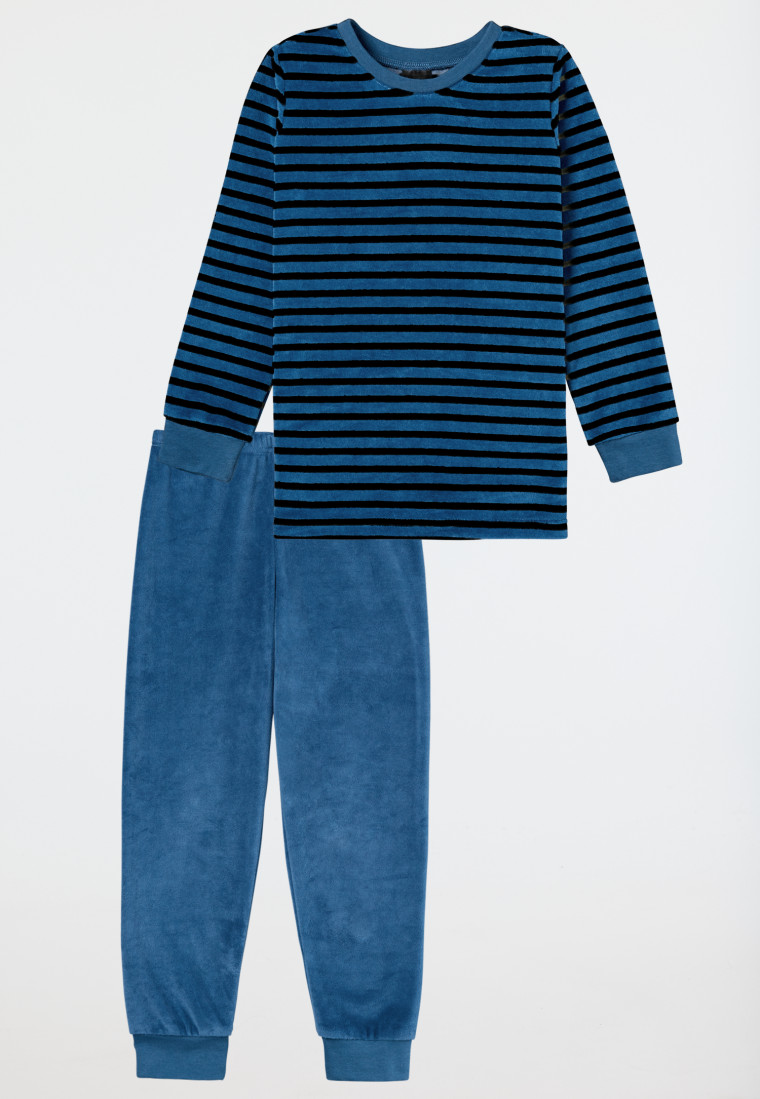 Schlafanzug lang Bündchen Streifen blau - Boys World