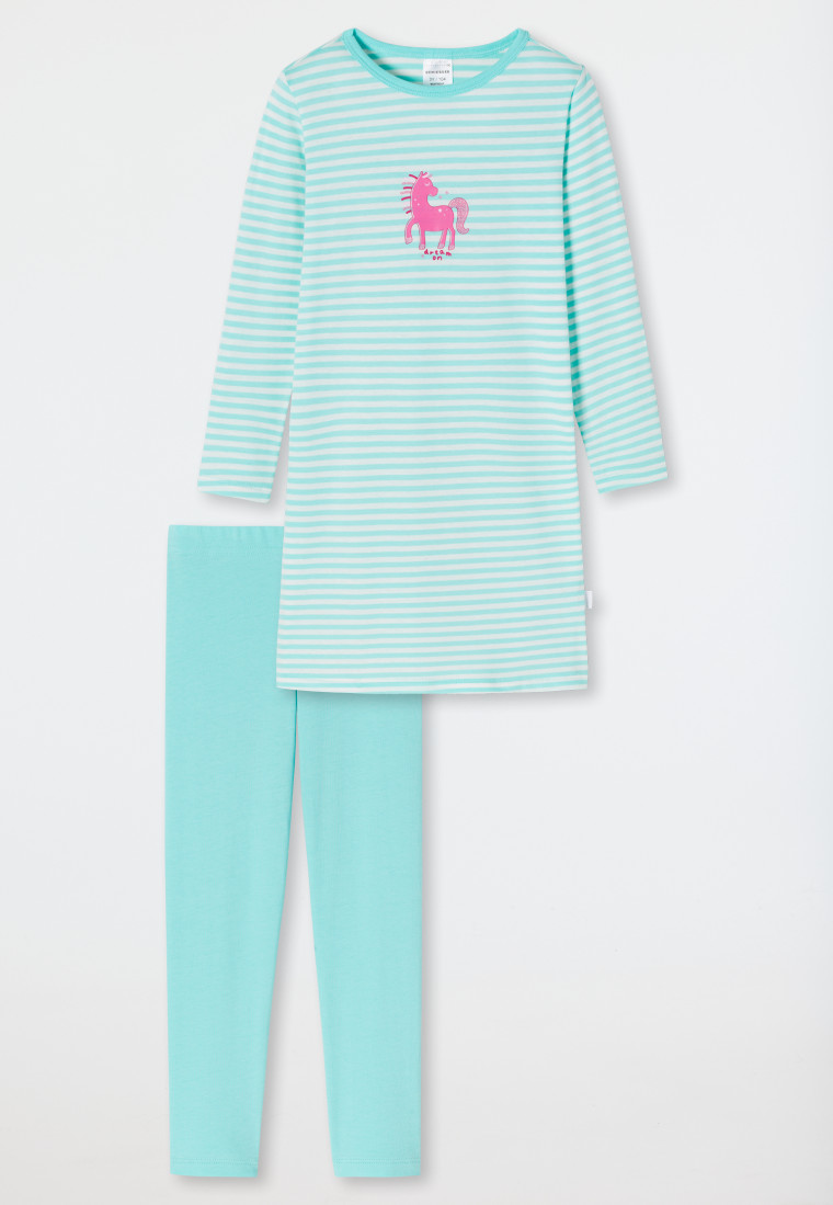 gallon Machtigen Twinkelen Pyjama lang strepen paard turquoise - Original Classics | SCHIESSER