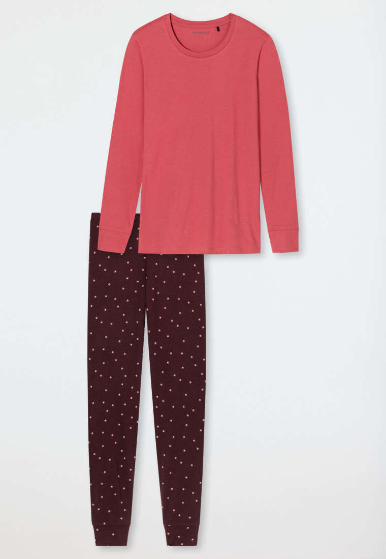 Pyjama long silhouette ample bords-côtes rouge clair - Essentials Comfort Fit