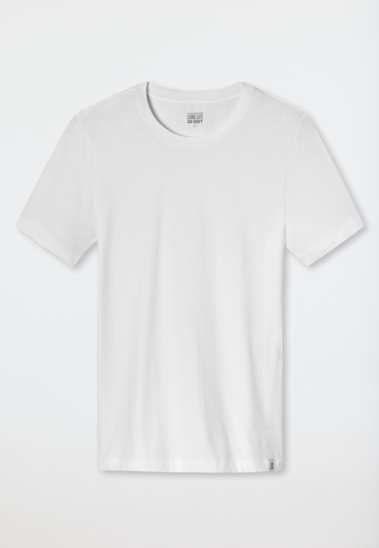 - Long weiß | Jersey Soft Shirt Life kurzarm elastisch rundhals SCHIESSER