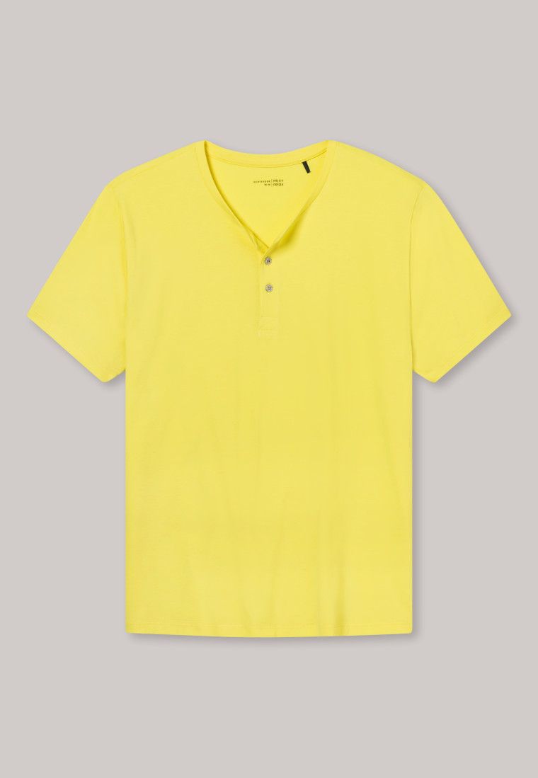 Chemise à boutons et à manches courtes en jersey jaune - Mix + Relax