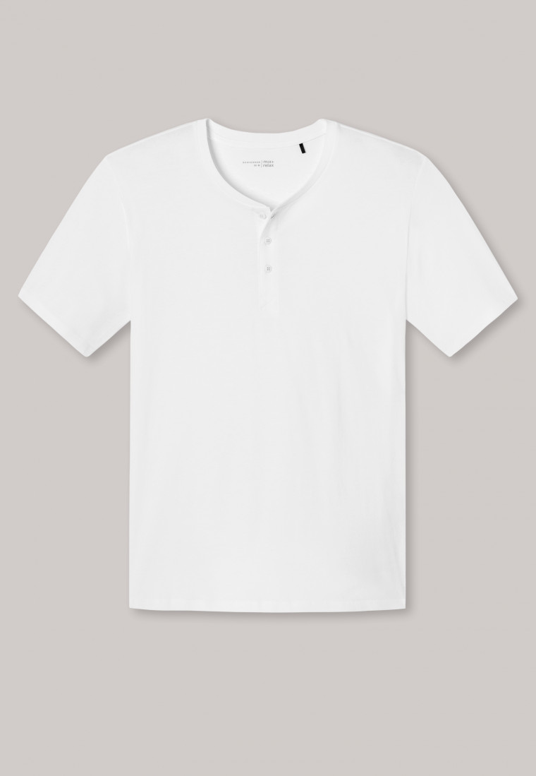 Shirt korte mouwen jersey knoopsluiting wit - Mix+Relax