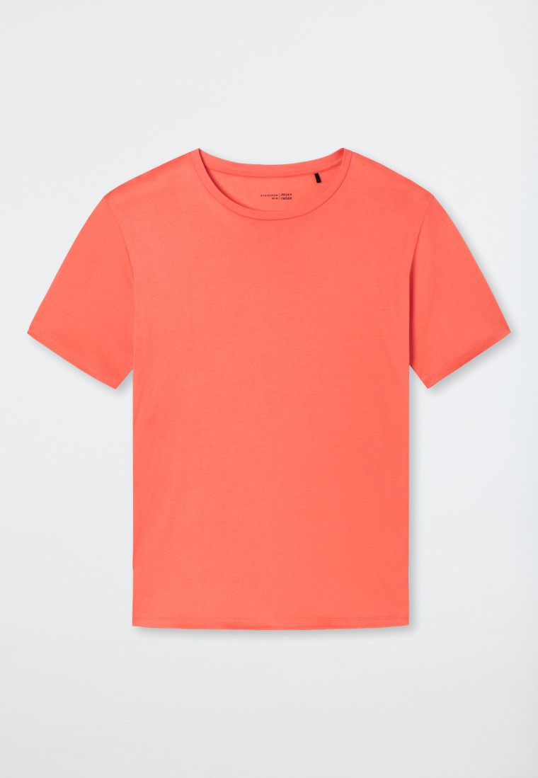 Shirt short-sleeved mercerized cotton crew neck papaya - Mix & Relax