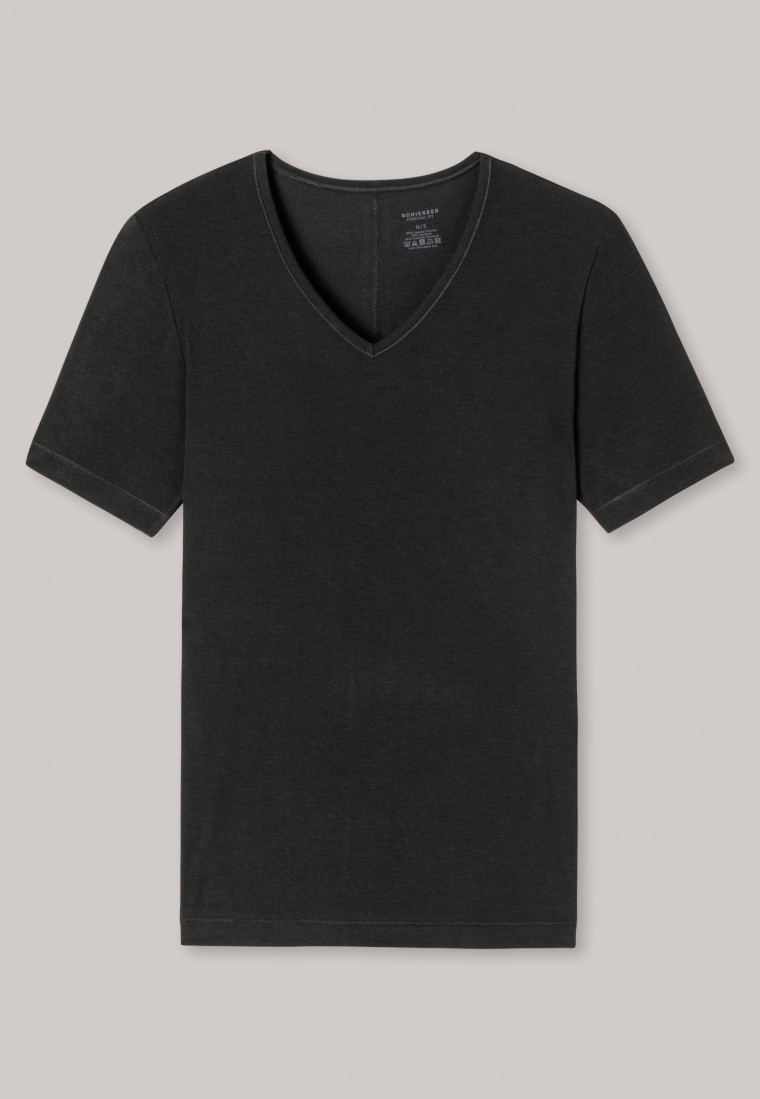 Shirt short-sleeve V-neck black - Personal Fit
