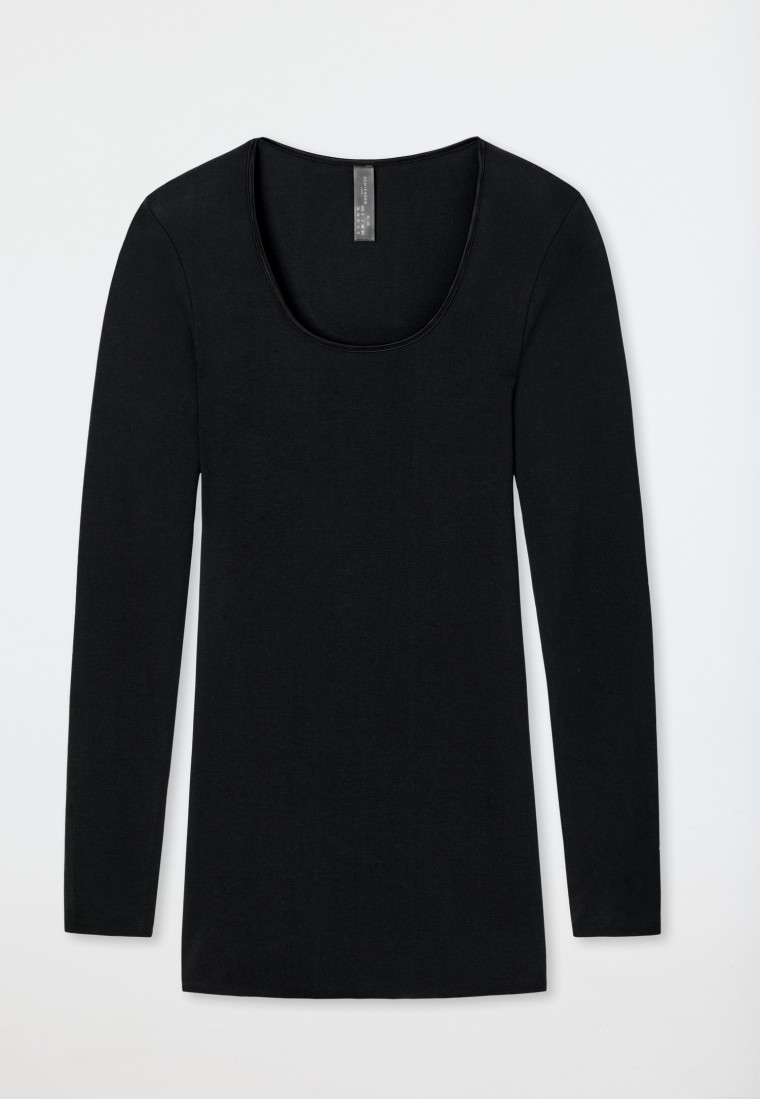 Long-sleeved fine rib round collar 