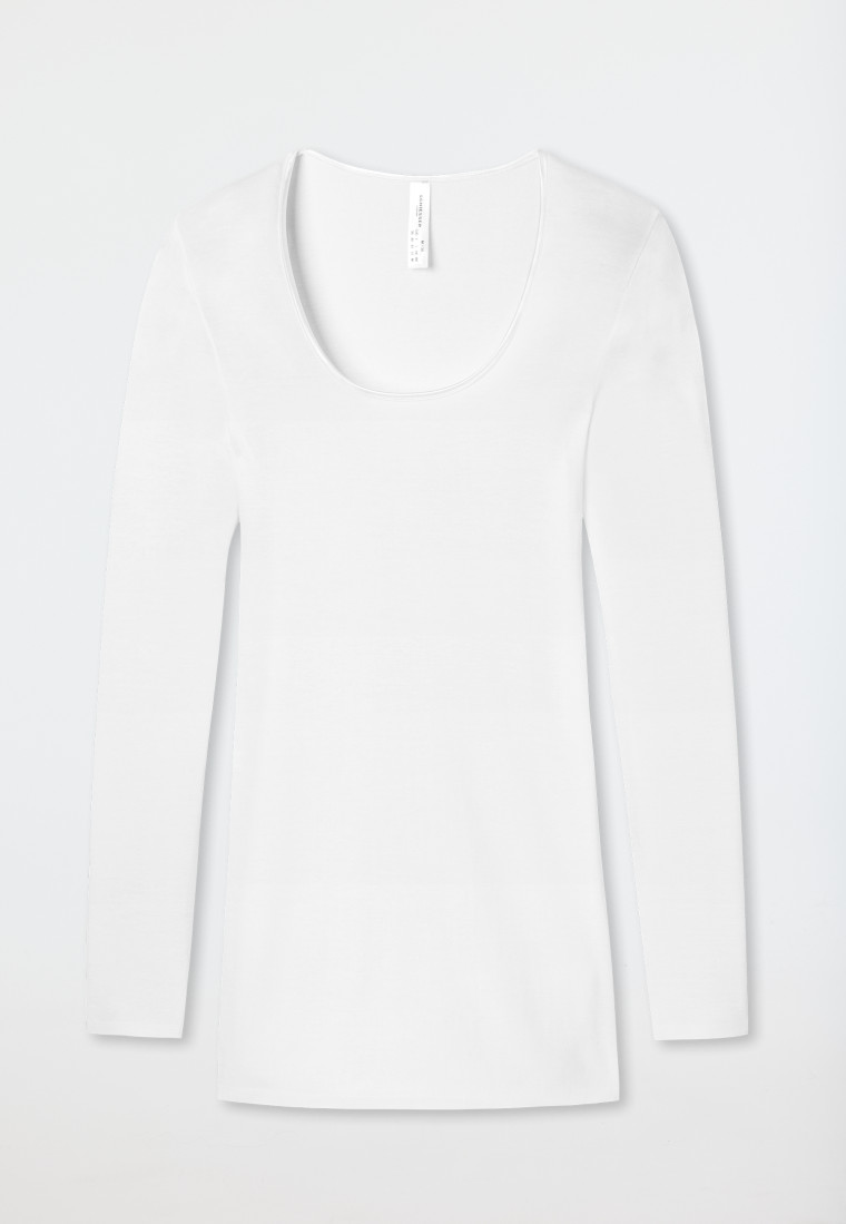 Chemise manches longues à fines côtes col rond Spenzer blanche - Luxury (Luxe)
