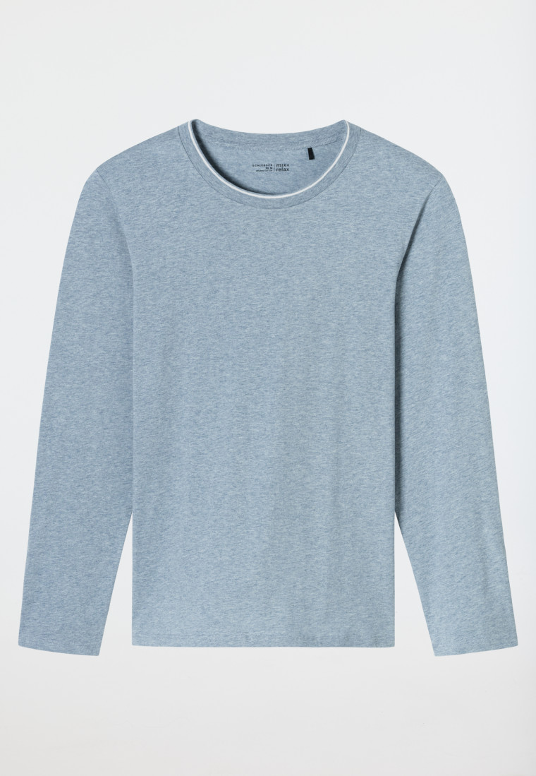 Shirt lange mouwen jeansblauw gemêleerd - Mix+ Relax