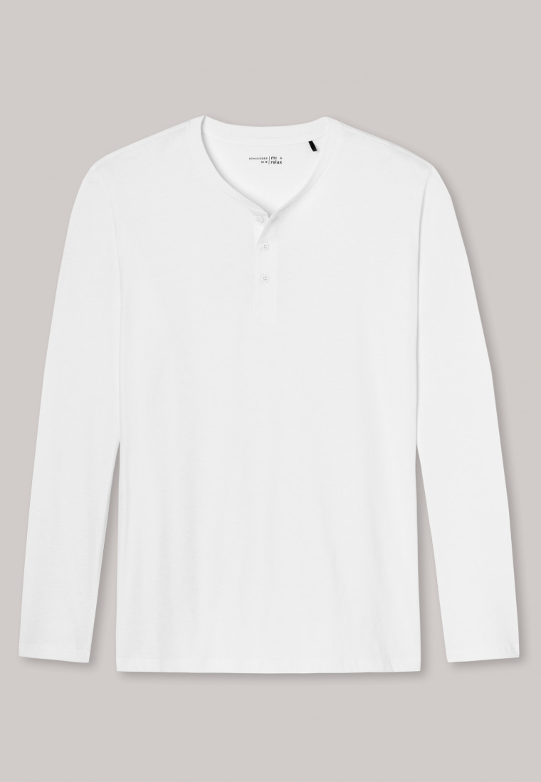 Shirt langarm Jersey Knopfleiste weiß - Mix+Relax