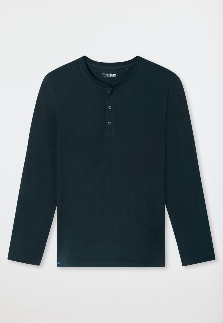 Shirt langarm Knopfleiste nachtblau - Mix+Relax
