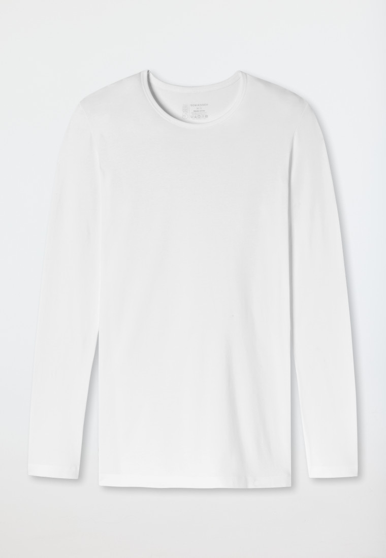 T-shirt à manches longues coton bio blanc encolure arrondie - 95/5