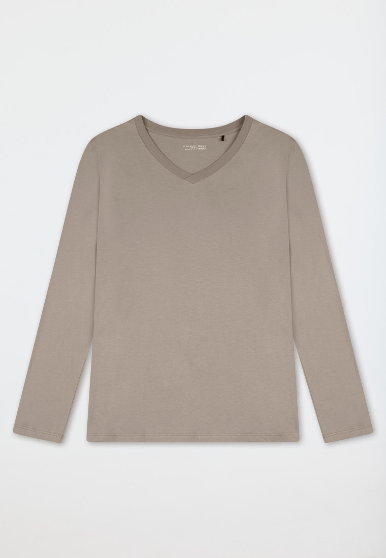 Shirt lange mouwen v-hals clay - Mix+ Relax