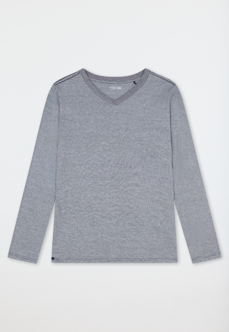 Shirt long-sleeve v-neck midnight blue ringed - Mix+Relax