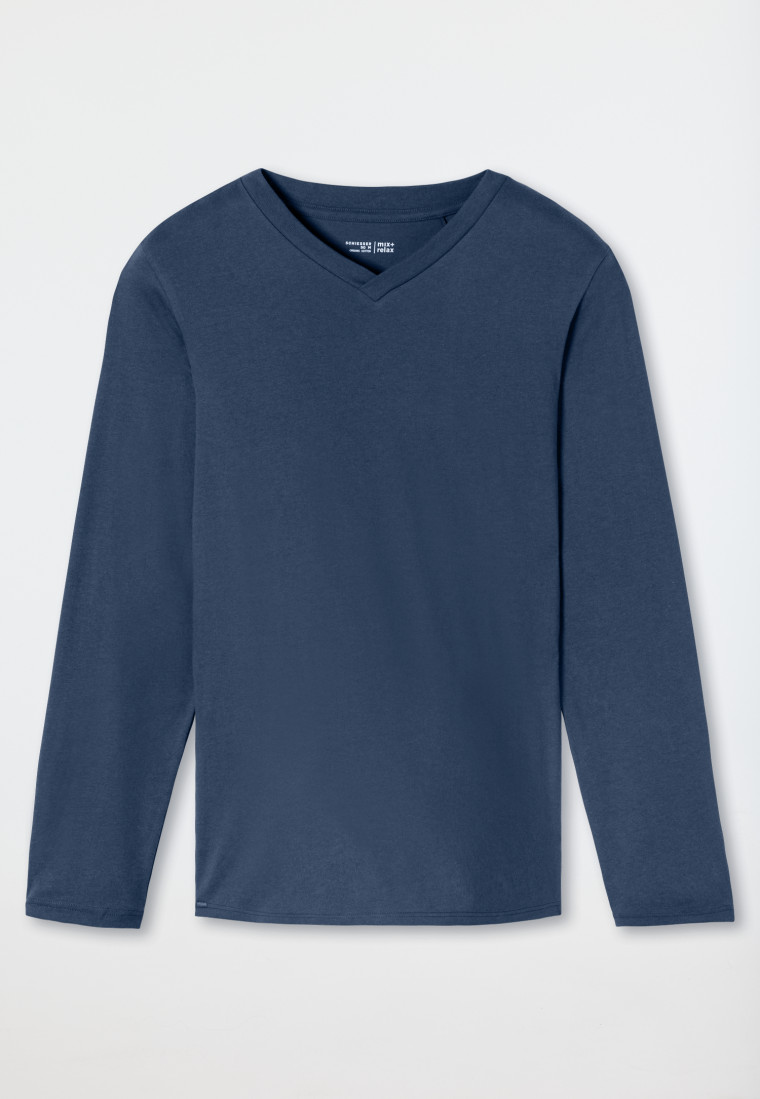 Shirt lange mouwen V-hals royal - Mix+ Relax