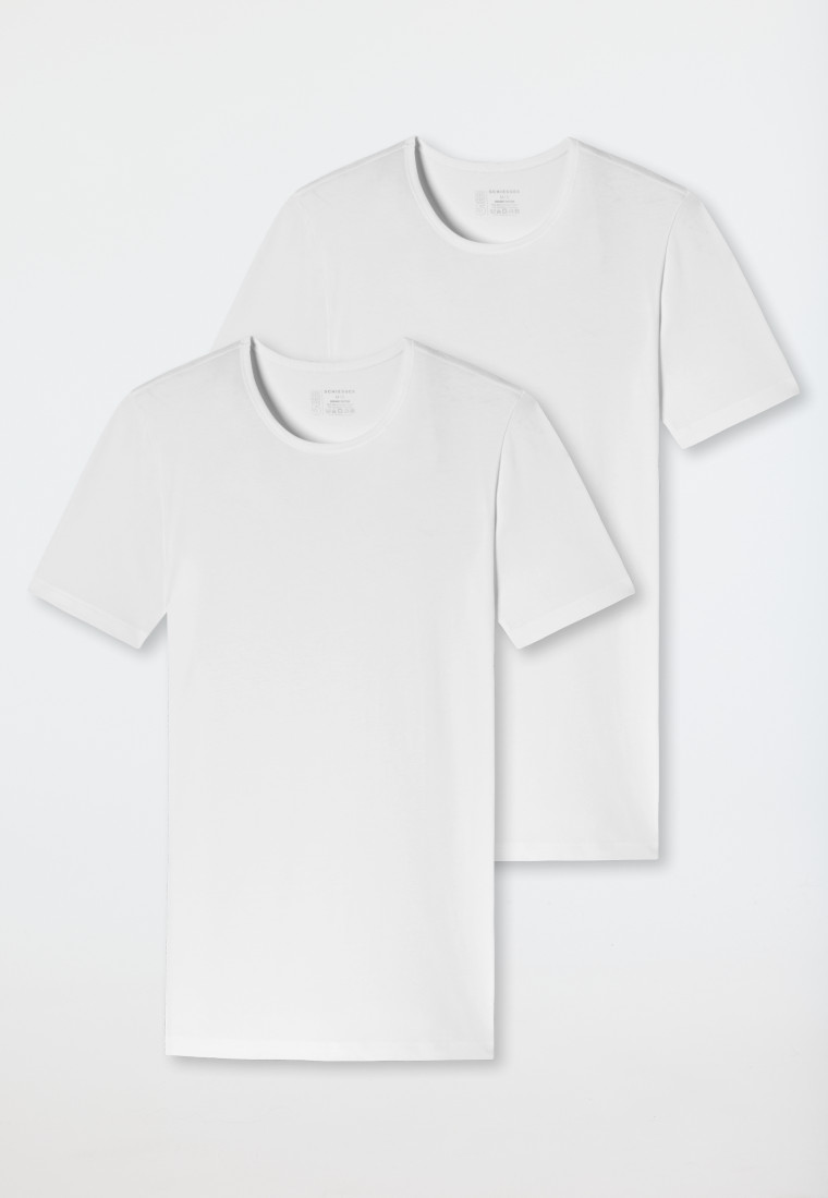 Shirts kurzarm 2er-Pack Organic weiß Rundhals – SCHIESSER | 95/5 Cotton