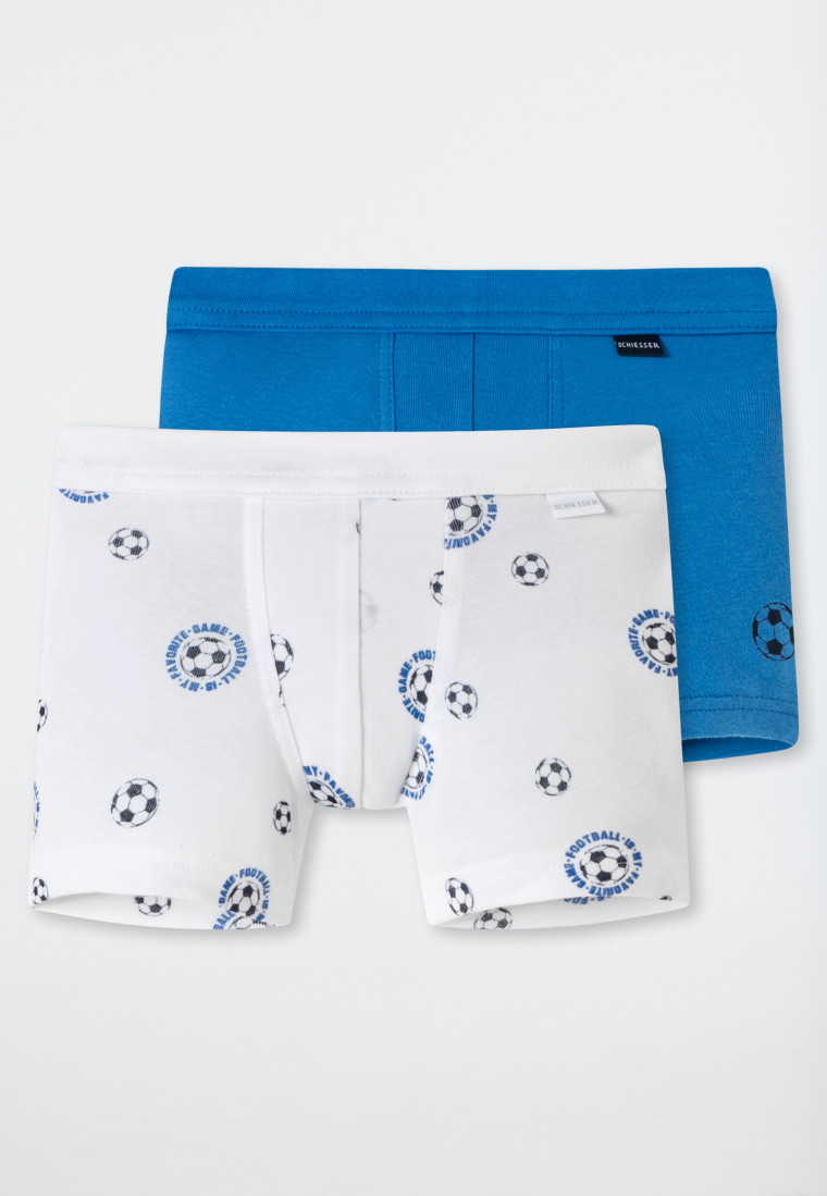 Shorts 2er-Pack Feinripp Organic Cotton Softbund Fußball blau/weiß - Feinripp Multipacks