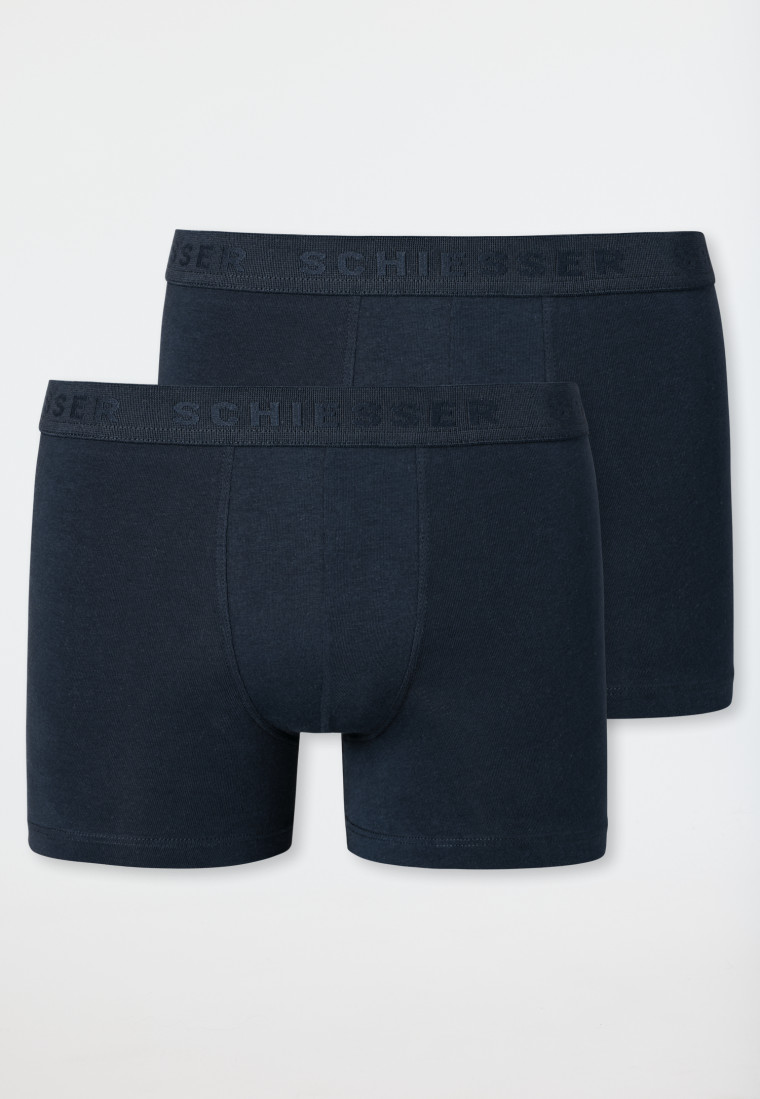 Boxer briefs double pack organic cotton woven elastic waistband midnight blue - 95/5