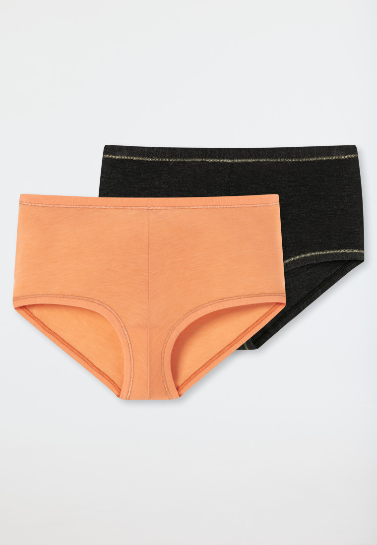 Shorts 2-pack viscose abrikoos/ zwart - personal fit