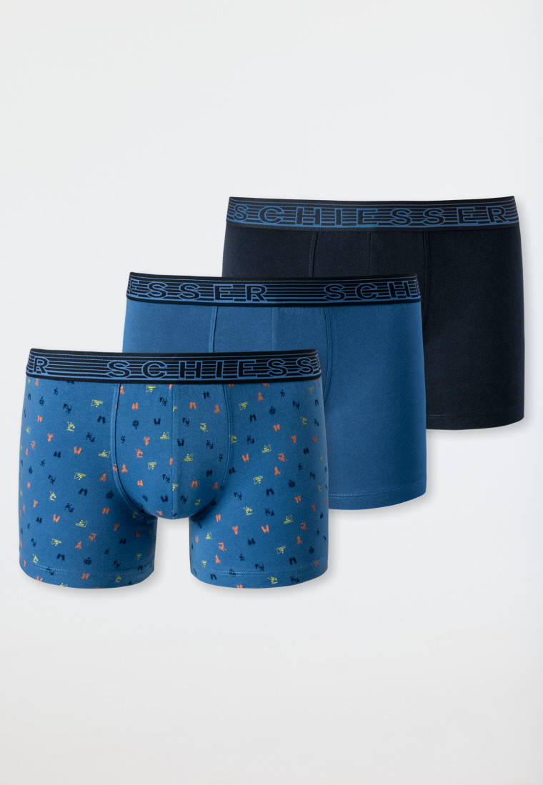 Confezione da 3 pantaloncini sportivi realizzati in cotone biologico a  righe multicolore - 95/5 | SCHIESSER