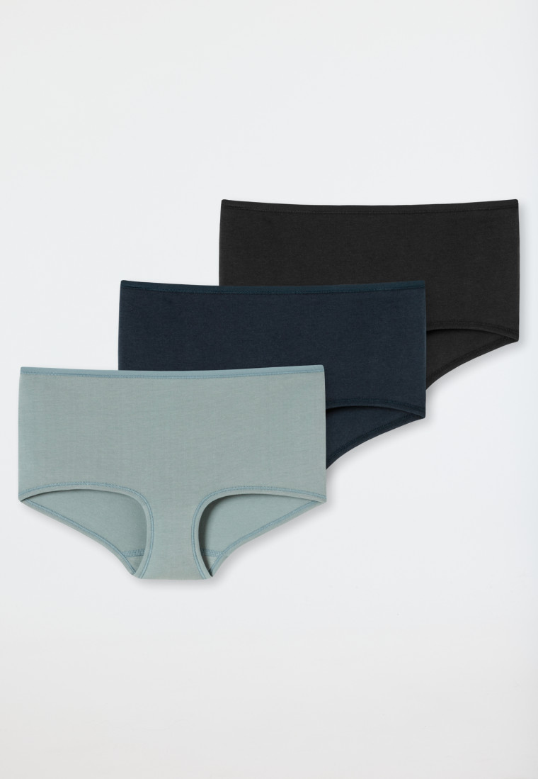 Lot de 3 shorts Coton Bio noir/bleu foncé/bleu gris - 95/5 Organic