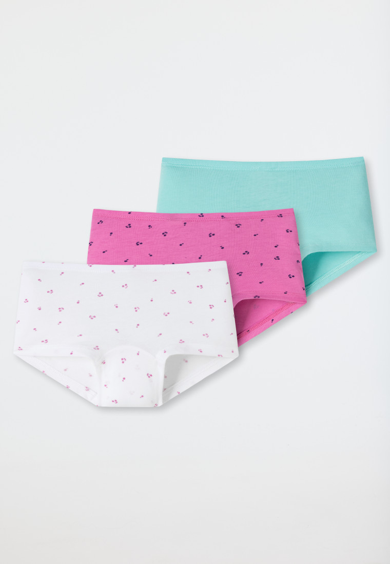 Lot de 3 shorts coton bio ceinture douce cerises multicolores - Cat Zoe
