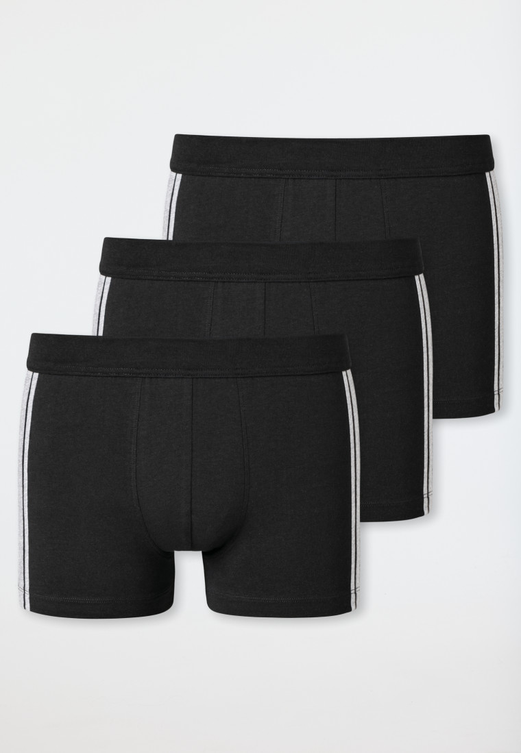 Shorts 3-pack biologisch katoen strepen zwart - 95/5