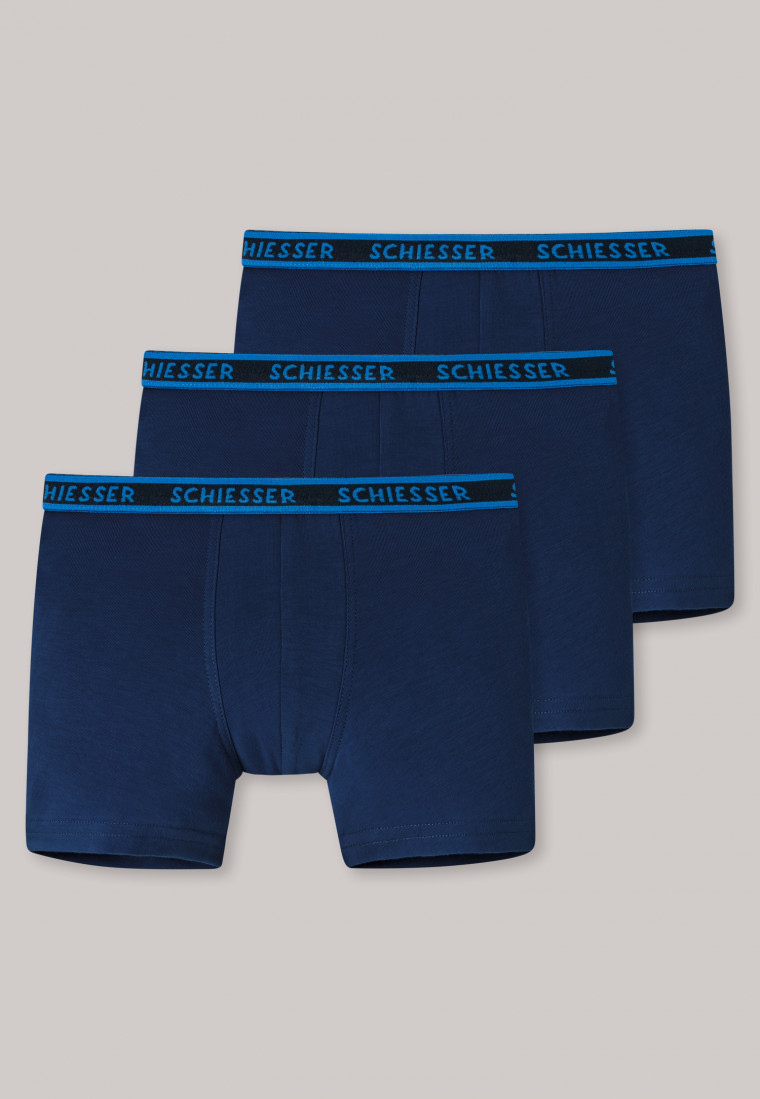 Shorts 3-pack organic cotton geweven elastische tailleband donkerblauw - 95/5