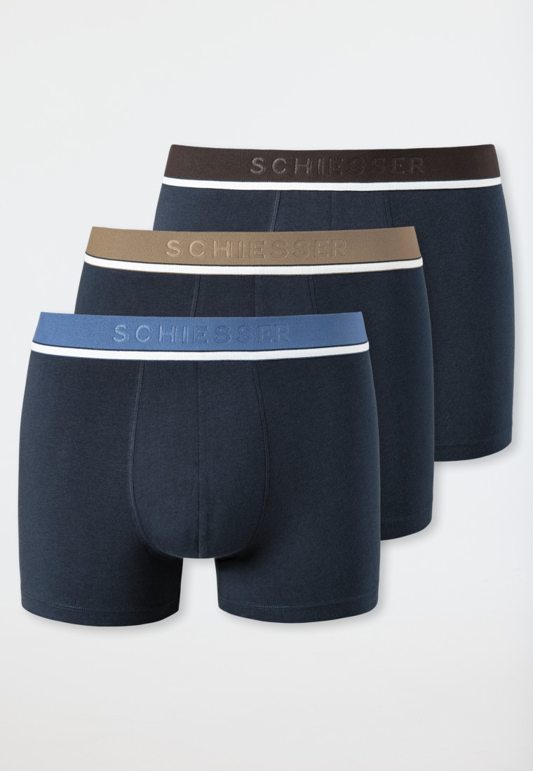 Lot de 3 shorts taille élastique tissée en coton bio bleu foncé - 95/5