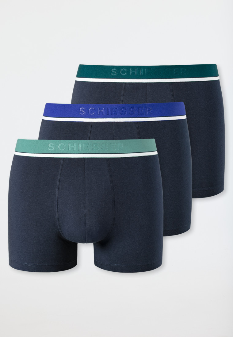 Boxer briefs 3-pack Organic Cotton woven elastic waistband dark blue - 95/5