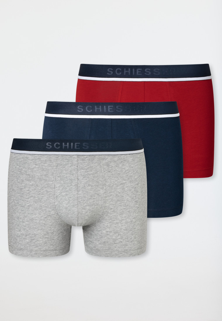 Boxer briefs 3-pack organic cotton woven elastic waistband multicolored - 95/5
