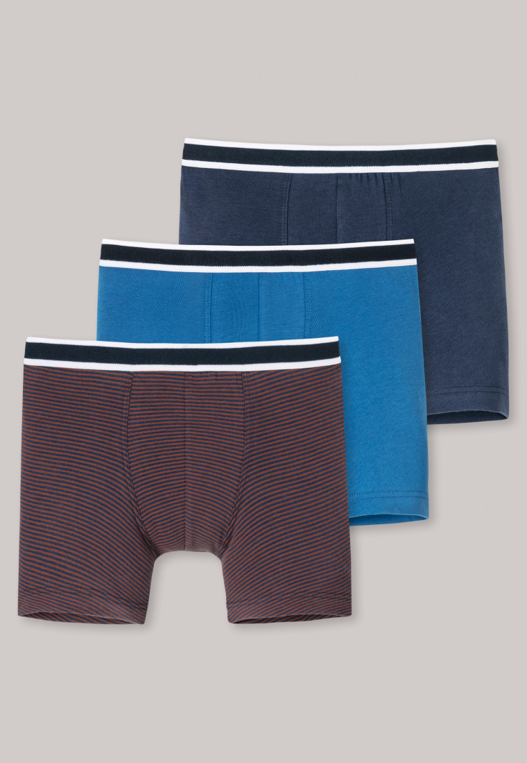 Boxer brief 3-pack organic cotton woven elastic waistband stripes solid multicolored - Natural Love