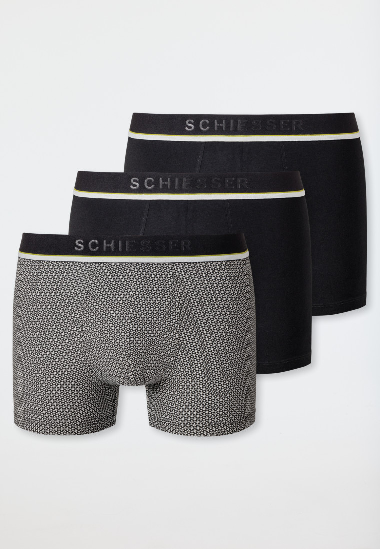 Boxer briefs 3-pack organic cotton woven elastic waistband solid-colored patterned black/white - 95/5