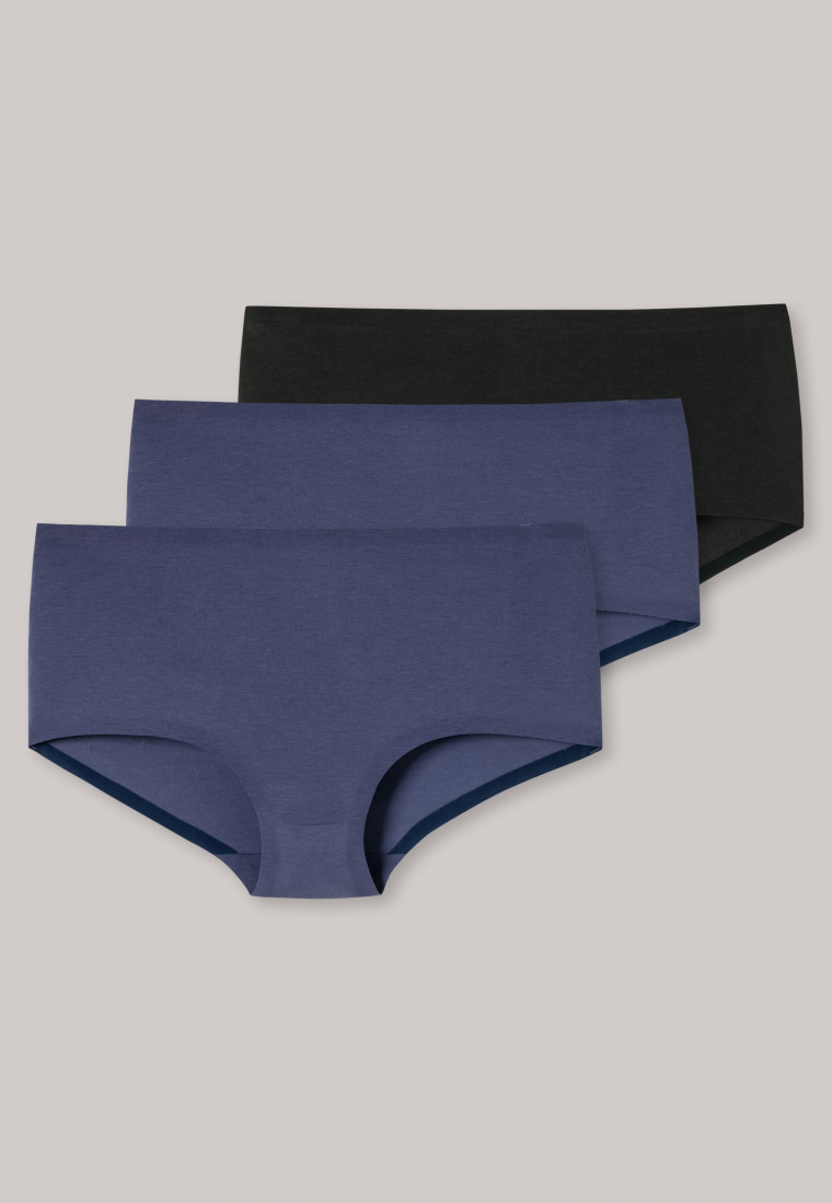 Shorts 3er-Pack schwarz/ dunkelblau - Invisible Cotton