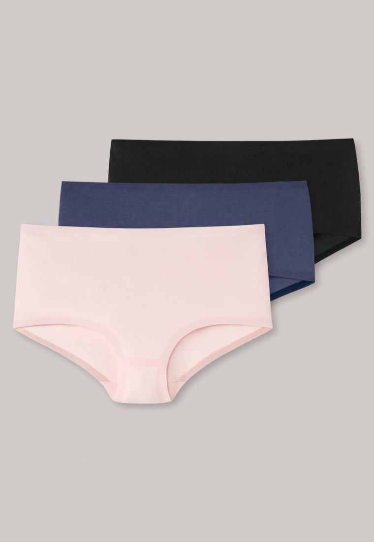 Shorts 3er-Pack schwarz/ dunkelblau/ rosa - Invisible Cotton