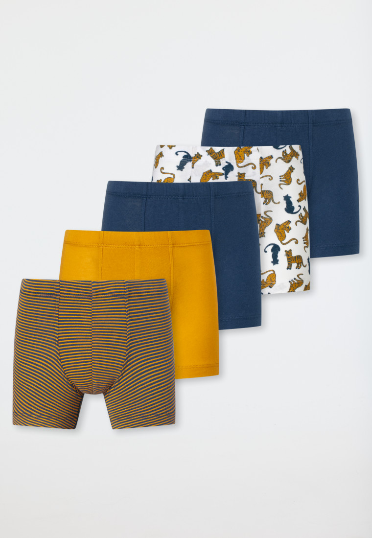 Boxer briefs 5-pack organic cotton soft waistband stripes leopard multicolored - Natural Love