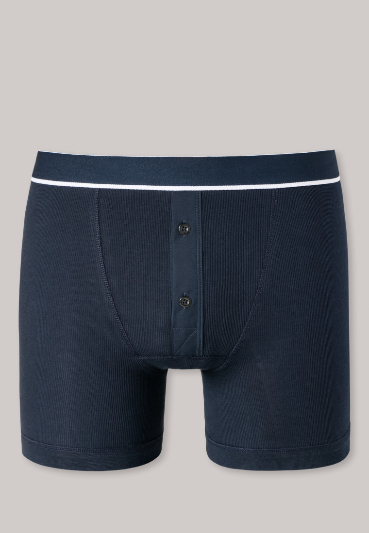Pantaloncini a doppia costa in cotone biologico, blu scuro - Retro Rib